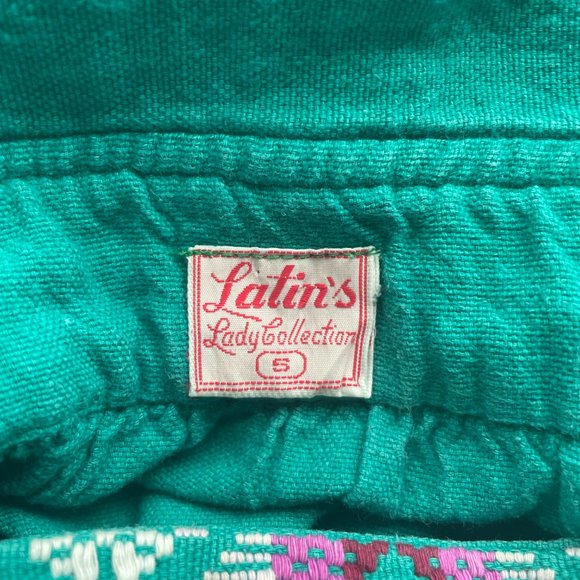 Vintage Latin's Lady Collection Embroidered Mexico Caftan Midi Cotton Dress [S] - Picture 5 of 6